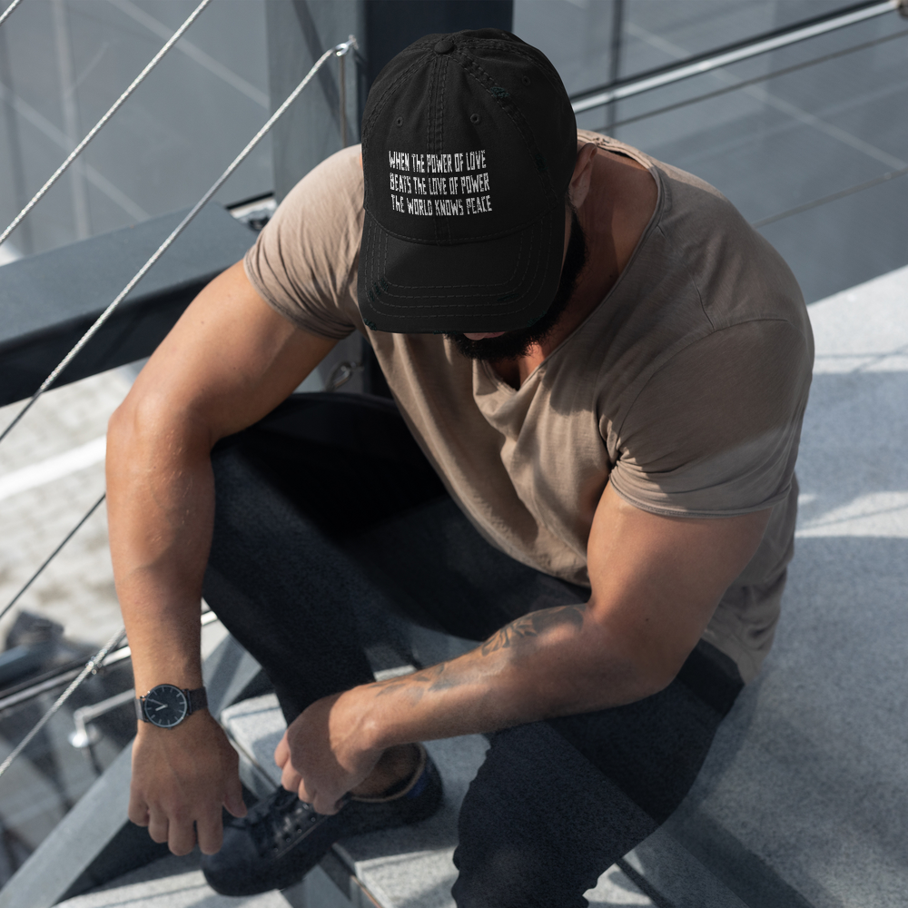 Power of Love distressed dad hat - lifestyle